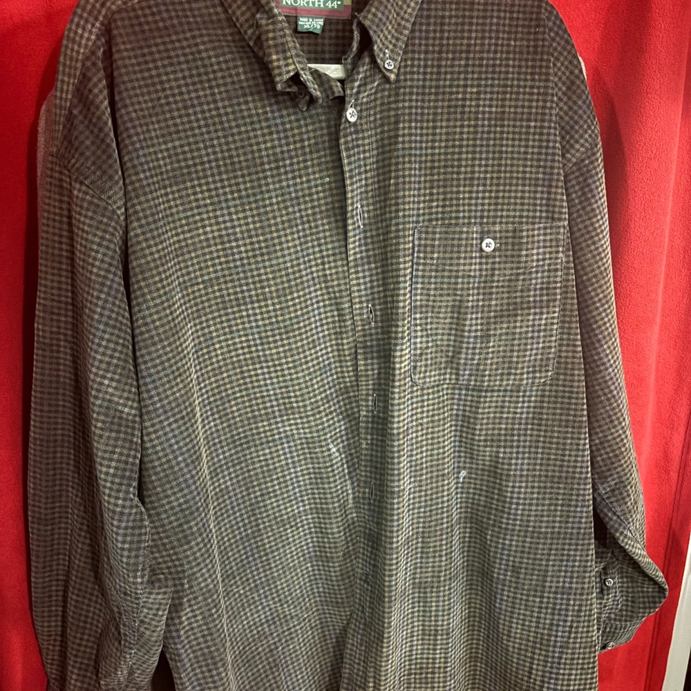 Vintage Men's Corduroy green Plaid Button-Down Shirt
